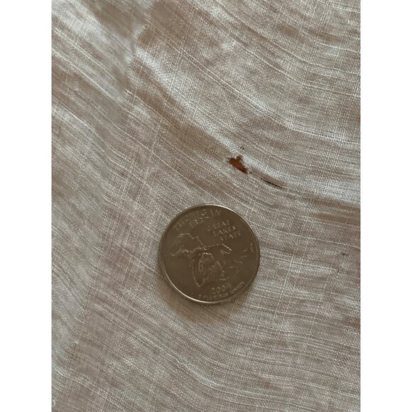 Vintage Linen Tablecloth with Blue Embroidery 35x36 - Picture 5 of 6